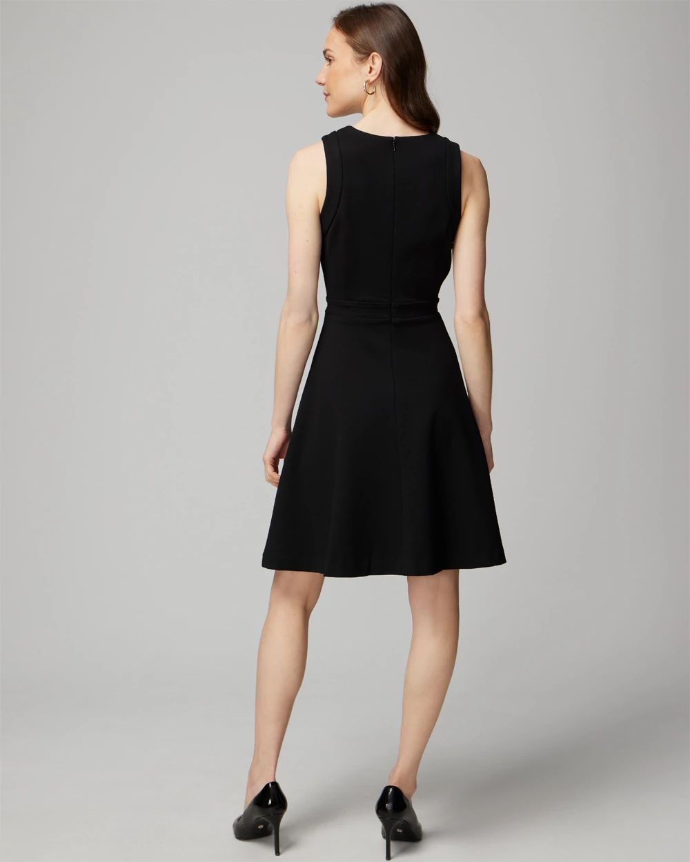 Luxe Stretch Button Detail Fit Flare Dress